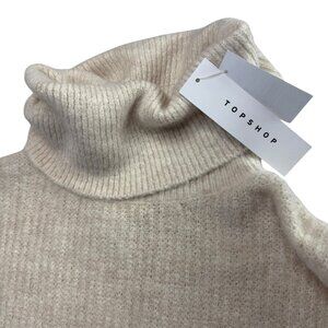 New NWT TOPSHOP CowlNeck Turtleneck Sweater Dress. Light Tan.  Size women's Smal